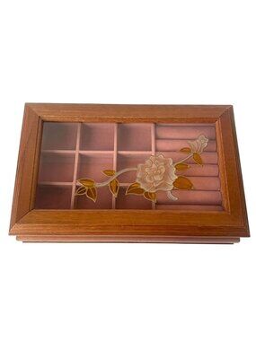 Vintage Wooden Jewelry Box Removable Tray Jewellery Box Retro